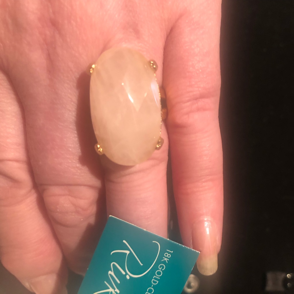 Nwt Glamorous Rivka Friedman Rose Quartz 18k Over Ss Cocktail Ring Size 7 69$
